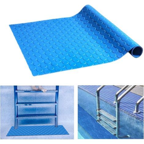 Tapis d'échelle de piscine. 23 x 90 cm. Tapis d'échelle antidérapant. Tapis de marche de piscine. Rebord antidérapant. Tapis de sol pour échelles de piscine et salles de bains. (1/5)