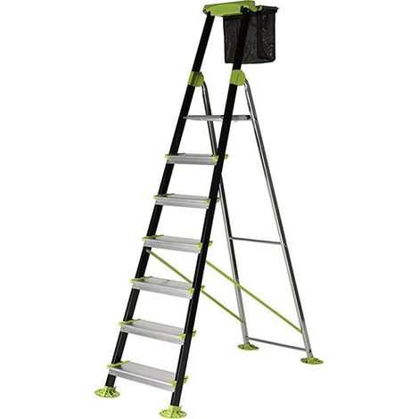 Centaure – Escabeau 7 marches – Hauteur de travail max 3.51m – Marches XXL 15cm – Antidérapant en acier – 219207