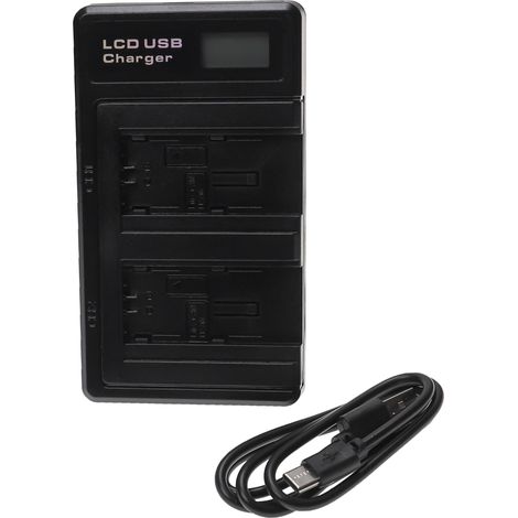 vhbw Dual Ladegerät kompatibel mit Canon Legria HF R38, HF R306, HF M506, HF R36, HF R37, HF M52, HF M56 Kamera - Ladeschale + USB-C Kabel + Display (1/5)