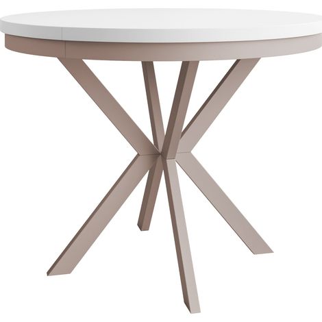 Mesa Oswego 155, Blanco + Cachemira, 76x0x0cm, Alargamiento, Aglomerado laminado, Metal