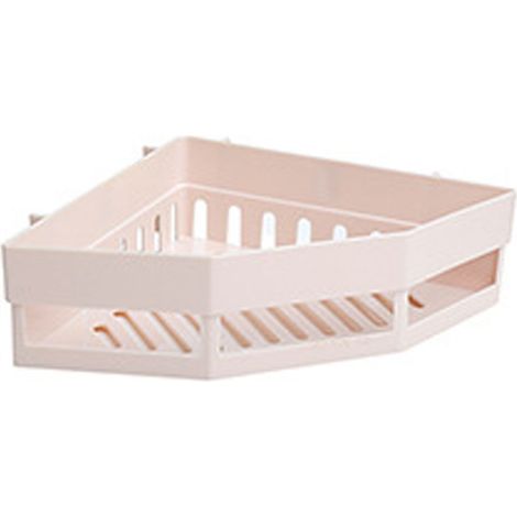Étagère de Douche Murale en Coin, Support Tripode pour Gel Douche et Savon, Organisateur de Salle de Bain Sans Soudure (Beige) (1/2)