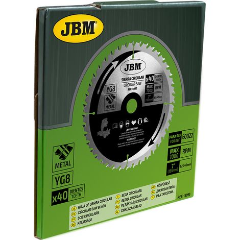 LAME DE SCIE CIRCULAIRE 40T 185mm. POUR MÉTAL POUR REF. 60022  JBM14990