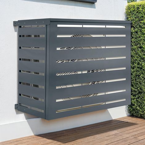 Cubierta metálica de aire acondicionado gris antracita para unidad exterior 110 x 55 x 80 cm (1/5)