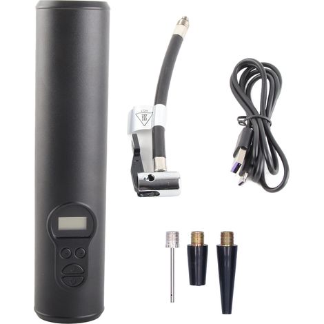 Gonfleur de pneus sans fil portatif avec écran LCD, pompe à air compresseur 12V, mains libres, rechargeable (1/5)