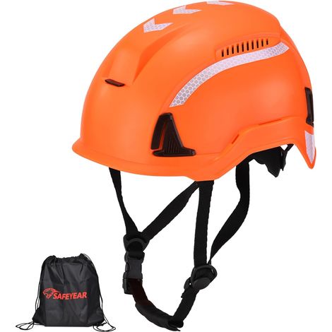 Type 2 safety helmet, construction and climbing helmet EN397 & EN12492, work helmet with chin guard, ventilation, reflective strips and 53-64 cm rotating dial, helmet (1/5)