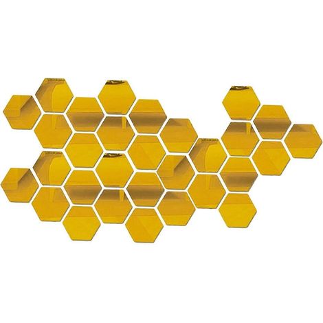 Sticker mural miroir hexagonal, 100 pièces en acrylique - Stickers décoratifs personnalisés pour salon, entrée, couloir, escaliers-Gold 80x70x40mm
