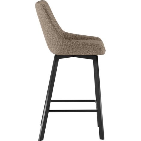 Sgabello da cucina Fox con seduta imbottita in tessuto beige e struttura in metallo nero, design moderno ed elegante - Fox (1/5)