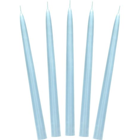 Bougie conique mate, bleue, 24 cm (1 paquet / 10 pièces)