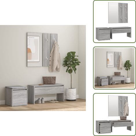 Ensemble de meubles de couloir Sonoma gris Bois d'ingénierie - Banc Entrée - Meuble Couloir - Rangement Intérieur - Banc Coffre - Mobilier Salon (1/5)