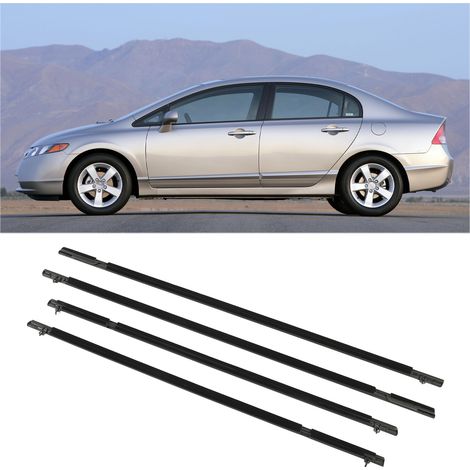 Satz mit 4 geformten Fensterdichtungen und Zierleisten für Honda Civic Limousine 2006-2011 A-02WSA1301ABK (MW-1006-BK) (Übergröße) (1/5)