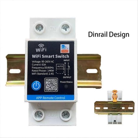 Relais intelligent 63A avec minuterie, commande à distance par application, montage sur rail DIN, interrupteur intelligent 2P compatible avec //Salute (1/5)