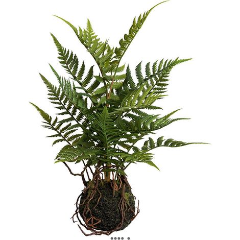 Kokedama plante suspendue artificielle fougère H 38 cm (1/3)