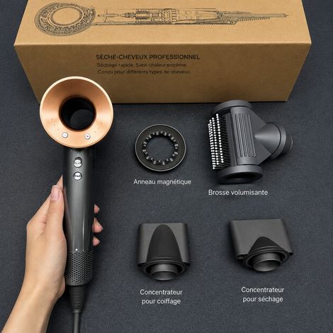 Sèche-cheveux haute vitesse 1600W Cuivre Nickel Prise UK nickelcopper 2,6 kg – Livraison gratuite