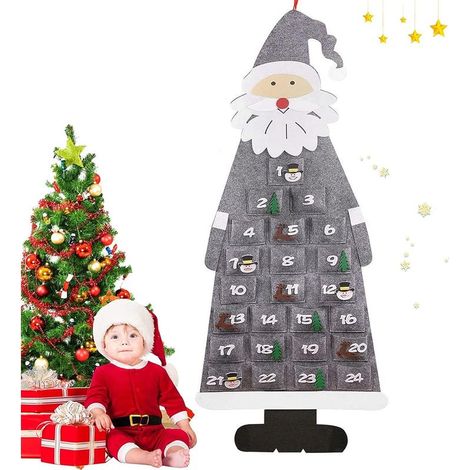 Calendrier du Père Noël,calendrier de l'avent en tissu,24 Sac en Feutre à Remplir Noël,Calendrier de l'Avent,Calendrier de noe,calendrier suspendu Noël,Feutre à Remplir Noël,DIY Décoration de Noël (1/5)