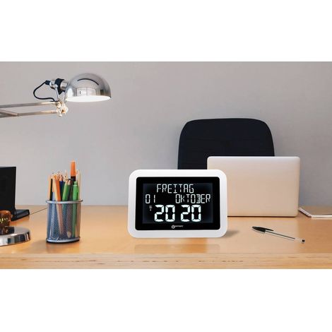 Geemarc VISO15 Horloge radio-pilotée blanche avec calendrier (1/2)