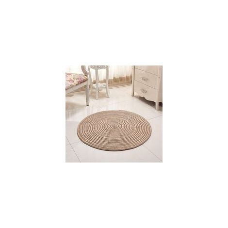 Tapis rond tressé à la main en beige, 40 x 40 cm – Pour salon, chambre, salle de bain, chambre d'enfant, décoration naturelle–