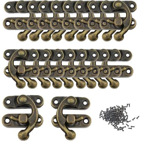 Set di 20 chiusure a sgancio rapido vintage antiche - 32 mm x 27 mm - Finitura bronzo anticato - Design decorativo con coniglio antico - Portagioie - Casse da vino (1/5)