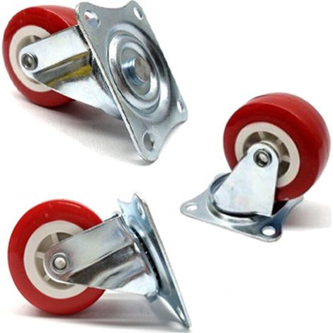 Vtizikl 4 Ruote In Gomma Ricambio Per Carrello Mobili Con Piastra Girevole Rosso 40mm -