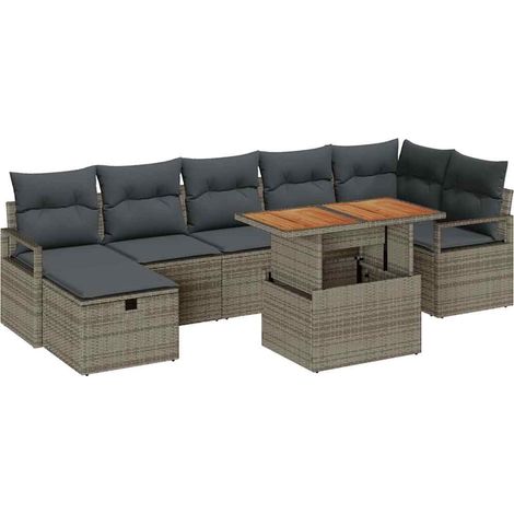 Garden Sofa Set 8 pcs Grey Poly Rattan vidaXL (1/5)