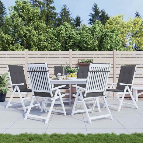 vidaXL Cojín silla de jardín respaldo alto 6 uds tela gris 120x50x3 cm (1/5)