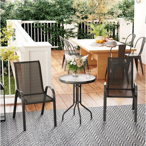 stuhl sessel stapelbar bistro set glas metall OKMYHOME (1/4)
