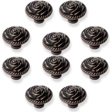 Poignées de coiffeuse de style rétro, en alliage de zinc couleur cuivre, convenant aux meubles, armoires, penderies, etc. (Lot de 10) (1/4)