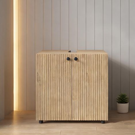 Meuble de salle de bain bois naturel 60 x 39,8 x 58,5 cm (1/5)