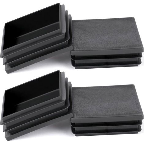 Bouchons carrés 50x50mm Lot de 4 Plastique PE noir Protection des sols et fonctionnement silencieux Pour chaises (1/5)
