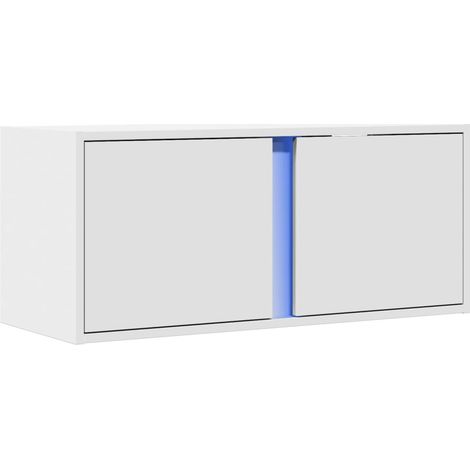 TV Wall Cabinet with LED Lights White 80x31x35 cm vidaXL