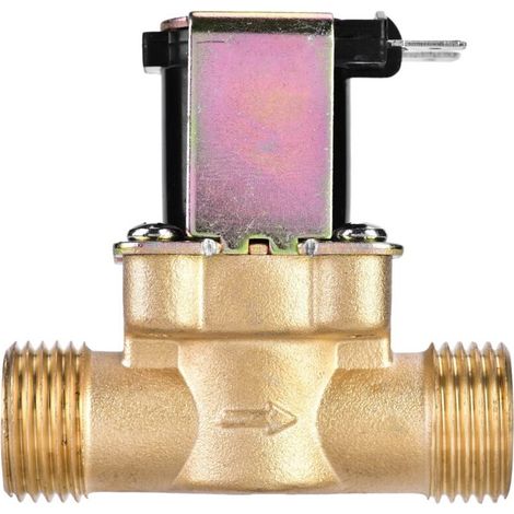 RHG Électrovanne électrique en laiton, 1/2 "électrovanne d'eau normalement fermée DC 24V, électrovanne magnétique électrique pour le contrôle de l'eau