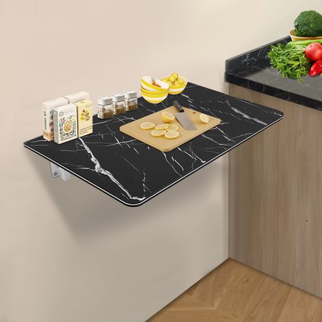 Tables de Salle à Manger Multifonctionnelle,Table Mural Rabattable, Bureau d'ordinateur,Petite Maison Table à Manger Pliable, MDF, 90x50cm - Noir (1/5)