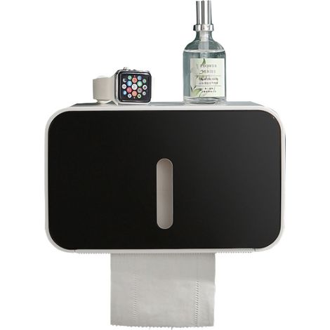 Porte-rouleau de papier toilette mural imperméable en PS ABS, boîte de rangement pour salle de bain, accessoires noir (1/5)