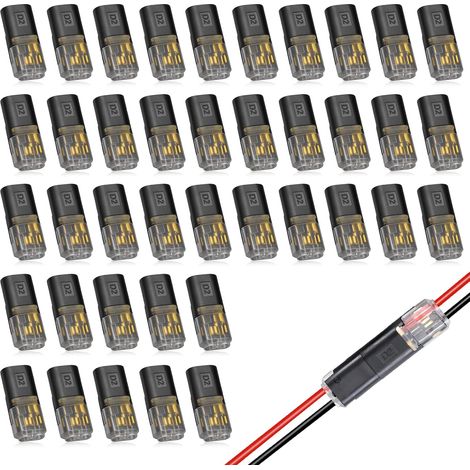 40 Pièces Connecteur Electrique Etanche Rapide à 2 Broches, 12 V Connecteurs à Fil Basse Tension, Connecteurs de Voiture, Raccord Electrique Etanche 2 Fils, pour Câbles 18-22 AWG à Sertir (1/5)