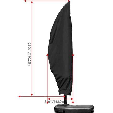 Housse de parasol d'extérieur 210D, housse pour parasol banane, parasol romain, housse pour parasol droit, imperméable et résistante à la pluie (30 x 81 x 45 cm) (1/4)