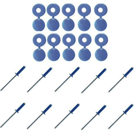 10x rivet + 10x cache rivet bleu plaque immatriculation remorque voiture