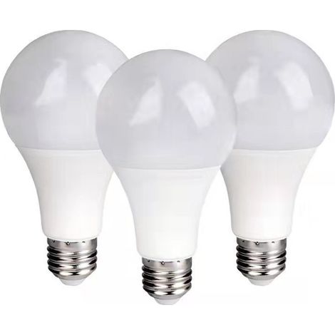 3 ampoules LED E27, 9 W – 6500 K (Lumière blanc froid) (1/4)