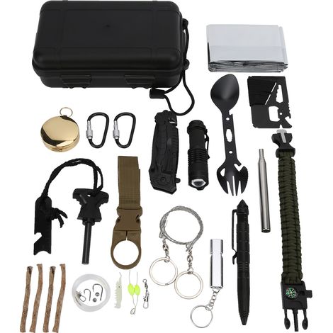 Kit de Survie Sauvage 30 en 1, Kit d'Urgence Extérieur pour Situations Critiques, Camping, Randonnée (1/5)