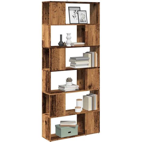 Bücherregal/Raumteiler Altholz-Optik 80x24x186 cm