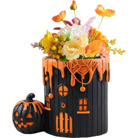Pot de Fleurs d'halloween - Pot à en Forme de Citrouille en Résine pour (1/5)