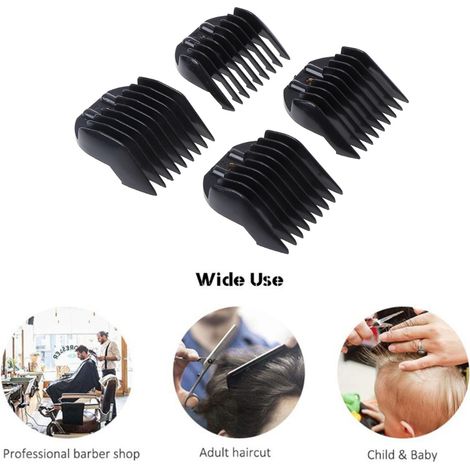 4 Tondeuses Guides de Coupe Professionnels Peignes Limiteurs Accessoires pour Cheveux Kit Coiffure Homme Enfant (1/5)