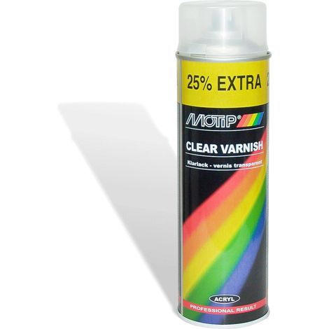 Vernis en aérosol transparent brillant 500ml – Finition brillante pour bois dur et teck – Application facile en intérieur et extérieur – Motip