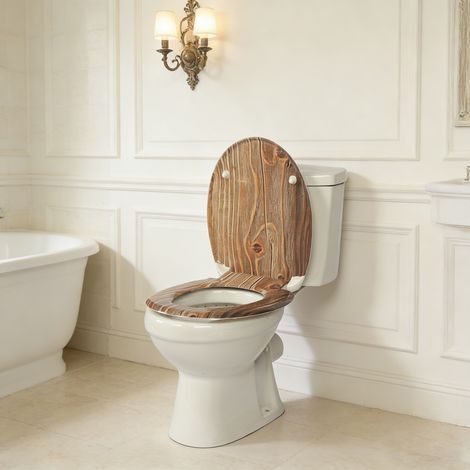Toilettensitz aus Holz mit automatischem Absenksystem, Standard-WC-Deckel