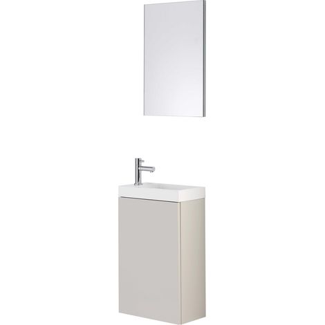 Geberit – Meuble lave-mains Tortora Duofix avec miroir – Étagère 3 positions – Lave-main synthétique blanc – Profondeur 22 cm (1/2)