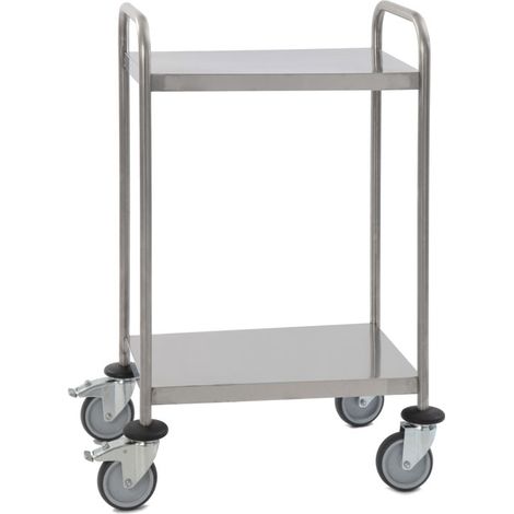 Chariot Inox soudé avec poignée 2 Plateaux 620x420x1025mm - Matériel CHR Pro