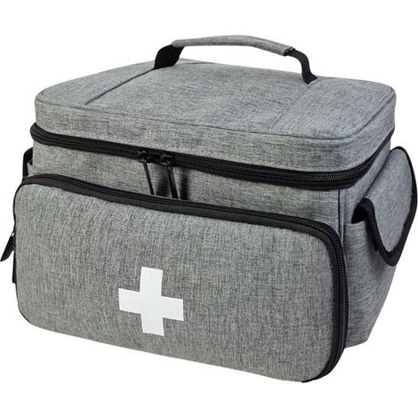 Sac Médical Vide, Trousse Premier Secours, Grand Organiseur Médicaments, Compartiments, Noir/Gris Label (1/4)