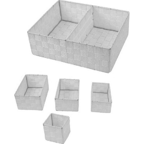 Trade Shop - 11 Cajas Modulares De Tela Organizador De Baño Estanterias 79079 Gris Claro - (1/2)