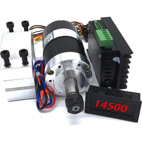 Kits de moteurs de broche CNC Machine à graver à moteur de broche sans balais refroidi à l'air, pince ER11/ER16 55mm PCB 500W/300W, alimentation 48V 12000R, pilote + pince(300W Set 4,ER11) (1/5)