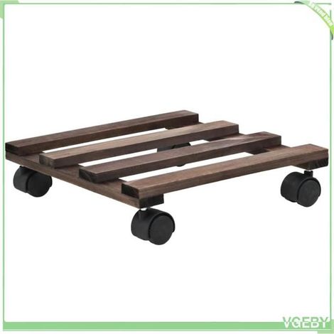 Support roulant à plantes - FAFEICY - 246442 - Bois de cèdre - 25 x 25 cm - Roulettes 360° (1/5)
