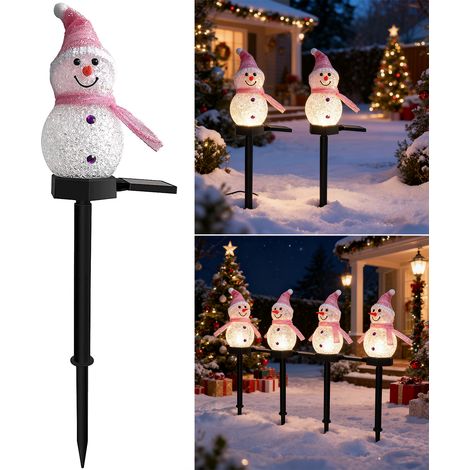 Lampe solaire de Noël en forme de bonhomme de neige, Lumière de chemin de Noël extérieure, Décorations de Noël, Lampes solaires de jardin étanches (1/5)