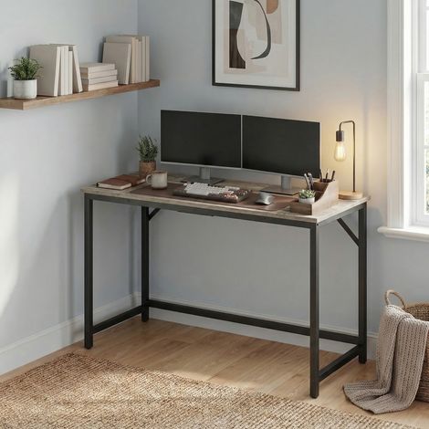 Bureau, Table, Poste de Travail, pour Bureau, Chambre, 120 x 50 x 76 cm, Style moderne basique, Cadre en Métal, Ivoire clair (1/5)